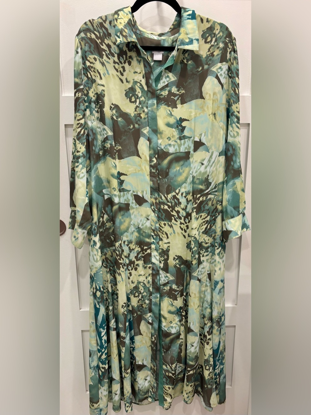 chico's green dress Olive and Teal Maxi Shirt Off the shoulder